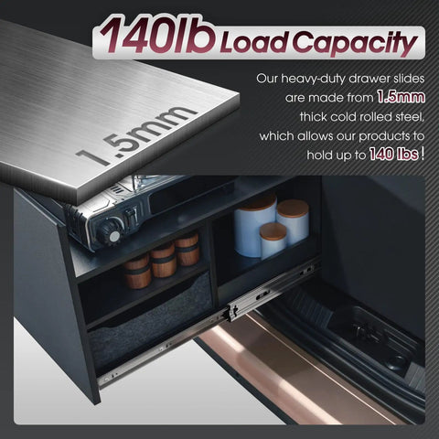 Heavy Duty 12 Inch Full Extension Drawer Slides with Ball Bearing Rails 150 Pound Load Capacity Side Mount Cabinet Glides for RV Tool Boxes and Home Cabinets Smooth Quiet Operation Steel Construction