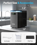 Beast Of A Countertop Nugget Ice Maker That Pumps Out Soft Chewable Ice Up To 40 Lbs A Day In Just 5 Minutes One Click Operation showing size and accessories on a kitchen counter.