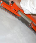 Flexisander Hand Held Flexible Sanding Block sanding a curved surface