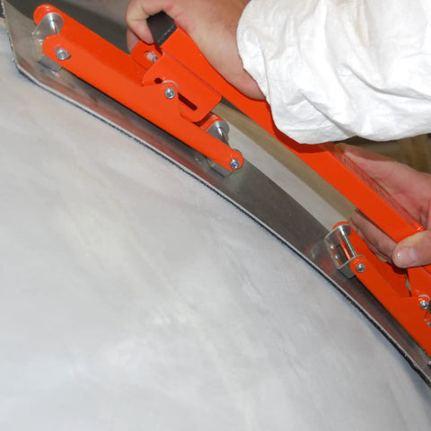 Flexisander Hand Held Flexible Sanding Block sanding a curved surface