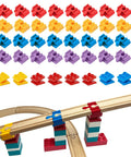 Wooden Train Track Connectors Set 40 Pieces Compatible With All Major Train Brands Duplo 0.35 Inch Holes Risers