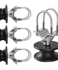 Heavy Duty Nylon Sliding Gate Rollers Pack Of Four With Slick Rolling Wheels For Zero Friction And Whisper Quiet Gate Operation Tough As Nails Hardware Parts Set - close-up of rollers and brackets.