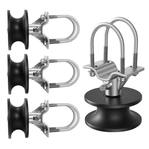 Heavy Duty Nylon Sliding Gate Rollers Pack Of Four With Slick Rolling Wheels For Zero Friction And Whisper Quiet Gate Operation Tough As Nails Hardware Parts Set - close-up of rollers and brackets.