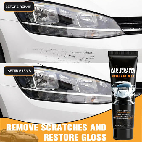 Car before and after using 2 Pack Car Scratch Repair Kit With Paste And Wipe Sponge, Quick Car Scratch Remover For Dings And Scratches.