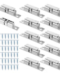 12 Pack Heavy Duty Double Ball Tension Roller Cabinet Catch Latch For Cabinets And Furniture Doors 60mm Solid Brass Closet Door Hardware With Screws And Tape Silver Finish displayed with screws