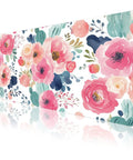 Side view of Pink Floral Large Mouse Pad 31.5 By 15.7 Inches Extended Desk Mat Waterproof PU Leather For Desktop Laptop Keyboard