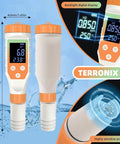 Seven In One Digital Water Quality Tester With PH Meter EC TDS ORP Salt Temperature And Dissolved Hydrogen showing digital display