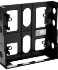 Solid Steel 3.5 To 5.25 Inch Front Bay Mounting Bracket Pack Of 2 Black Drive Cage Adapter with screw mounts for PC setup.