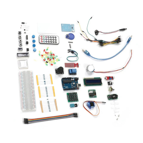 Electronic Components Starter Kit With Basic Repair Tools And Stepper Motor Servo For R3 Projects Packed With Wireless Communication Modules And Identity Authentication Features For Quick Hands On Learning, breadboard and cables