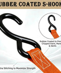 Beefy Ratchet Tie Down Straps 2 Pack 1 Inch By 15 Feet Cargo Slings with rubber coated S-hook for secure fastening.