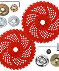 9 Inch 36 Tooth Carbide Tipped Brush Cutter Blade For Trimmers And Weed Eater With Universal Adapter Kit shown with parts
