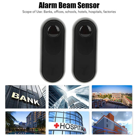 Infrared Alarm Beam Sensor For Dope Home Security Setup with two black photoelectric detectors and motion sensors for perimeter protection