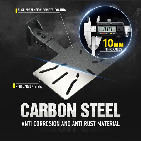 Kickass Heavy Duty Wall And Bench Mount For Vise Grinder Notcher Shear And Shrinker Black Carbon Steel Tool Holder with 10mm thickness.