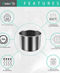 Features of Replacement Inner Pot For 6 Quart Power Cooker XL With 2 Pack Silicone Gasket Seals, showing stainless steel build and dishwasher safe.