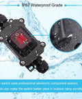 IP67 Waterproof Inline Cord Switch 12V DC 20A DPST 4 Pin Two Position On Off Outdoor Toggle With Red Light Rocker Button, black inline switch with waterproof cable glands