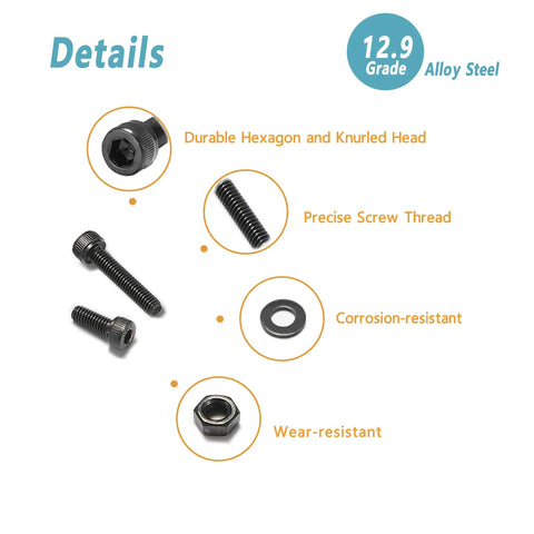 Metric Screw Kit 660 Pcs M2 Hardware Set With M2x4 6 8 10 12 16mm Screws Grade 12 9 Pro Grade Alloy Steel with durability details