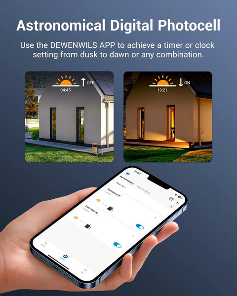 Astronomical digital photocell demonstrating functionality of Smart Low Voltage Landscape Transformer with Schedule and Timer