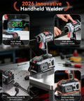 Your Go To 110V Portable Arc Welder With LCD Display And 200A IGBT Inverter showing welding features and close-up details.