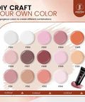 Color palette from All In One Poly Gel Nail Extension Kit with 14 Color Poly Gel for at-home spa use.