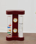 4 In 1 Indoor Weather Station With Glass Galileo Thermometer Fitzroy Storm Glass Precision Quartz Clock And Hygrometer on table