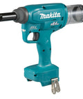 No Nonsense 18V Li Ion Brushless Rivet Gun With Compact Short Body Design For Cramped Workspaces And Knockout Pulling Power Cordless Hand Tool Bare Shell, side view.