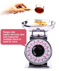 2 Pound Analog Food Scale With 32 Ounces Capacity Stainless Steel Mechanical Kitchen Scale Removable Bowl Tare Function