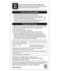 Label showing usage instructions for KF94 4 Layer Protective Face Mask 100 Count Black For Adults And Older Kids Individually Wrapped Made In South Korea Certified Safe Breathable Comfort Top Notch Filtration