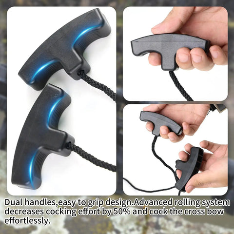 Crossbow Cocking Rope With Dual Handles For Easy Labor Saving Cocking Effort Quick Smooth Pull No Sweat Gear in hand