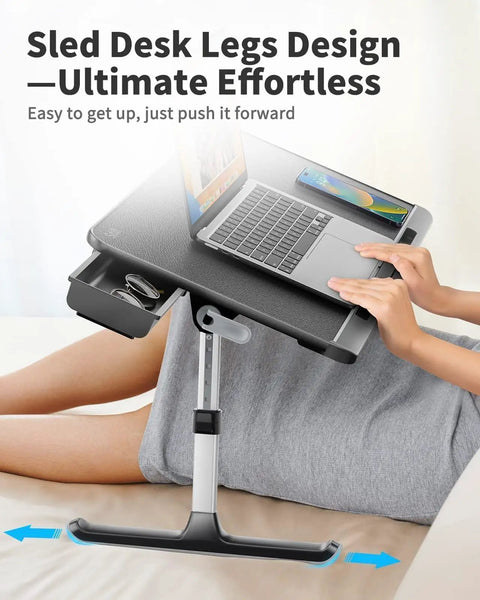 Go To Adjustable Laptop Bed Tray Table With Storage Drawer Fits 17 Inch Laptop Portable Foldable Lap Desk for couch use