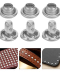Double Cap Leather Rivets Snap Fasteners Kit Silver 100 Sets For Leather Crafting Handbags Belts And Bags With Easy Hand Install No Tool Required Decorative Metal Snaps silver rivets on leather bags