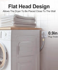 Heavy Duty 30 Amp 3 Prong Dryer Cord, 10 Foot Appliance Power Cable With Ring Terminal Connectors on dryer next to wall