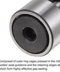 Close-up of Four Pack CF8 KR19 Cam Follower Needle Roller Bearing 19mm Roller Diameter, steel material showing outer ring.