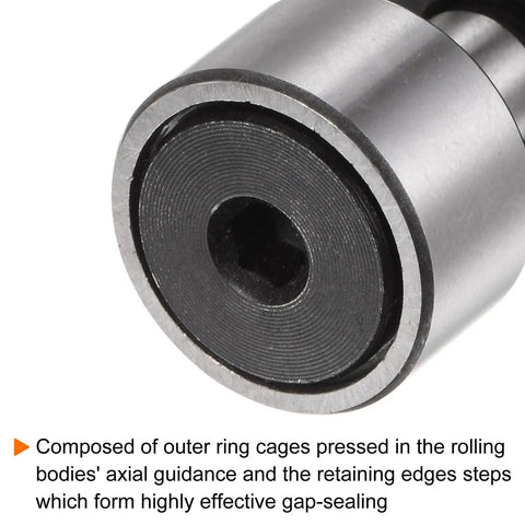 8 Pack Cam Follower Needle Roller Bearing M8x1.25 Thread, 10mm Roller Diameter, 10mm Roller Width, 19mm Stud Diameter, 32.5mm Total Length, CF19 KR22, Bearing Steel, Heavy Duty Load Capacity, Perfect For CNC And Precision Gearheads close-up