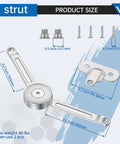 Two Pack Heavy Duty Lid Hinges For 50 Pound Wooden Boxes And Toy Chests With Soft Close, Zinc Alloy Chrome Finish, product size chart