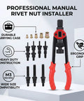 Rivet Nut Tool Set 13 Inch Heavy Duty Carbon Steel Kit with ergonomic grip and multiple rivet sizes displayed