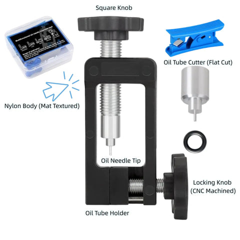 2 In 1 Bicycle Hydraulic Hose Cutter And Needle Driver Tool For MTB And Road Bikes, showing parts labeled and features