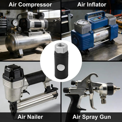Quarter Inch Push Button Safety Air Coupler Quick Disconnect for Pneumatic Tools with compressors and spray guns