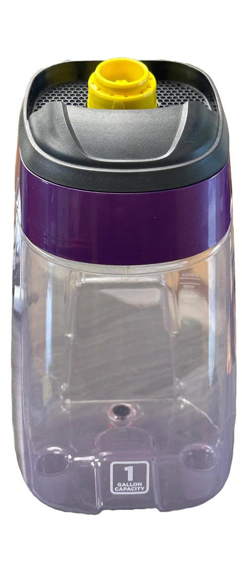 Replacement clean tank with yellow cap for Bissell ProHeat 2X Revolution carpet cleaner, 1-gallon capacity, clear reservoir.