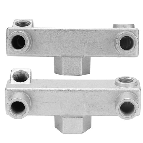6 Way Air Compressor Manifold Block High Flow Aluminum Alloy Distribution Fitting With G1/4 G1/2 Threads for Pneumatic Systems