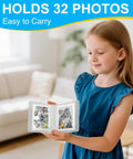 Dope Kids Instant Print Camera With 32GB Card Includes 4 Photo Paper Rolls Color Photos Stored On Memory Card 6 Scene Filters 28 Photo Frames Safe Thermal Print Tech Perfect Birthday Gift For Boys And Girls Ages 3 4 5 6 7 8 9 10 holding 32 photos