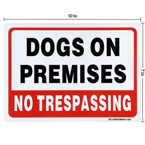 Two Pack Dogs On Duty Warning Signs, No Funny Business Trespassing Yard Markers, Heavy Gauge.040 Reflective Aluminum Plates, Rain Or Shine Weatherproof And Rust Free For Easy Home Setup, 10x7 inches.