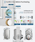 Detailed measurements of Stress Free Keyless Entry Wifi Keypad Deadbolt Smart Lock For Front Door with door size guide.