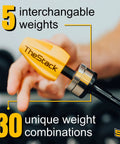 Close-up of Golf Swing Speed Trainer Weighted Practice Aid For Men And Women showing interchangeable weights.