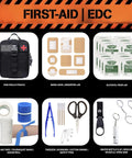 First-aid essentials from 48 Hour Survival Kit With 228 Pieces Of Go Bag Gear For Emergency Prep, First Aid, Water Filtration, Food, Tools