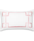 Coastal Outdoor Lumbar Pillow Cover 12x20 Inches Water Repellent For Backyard Patio Indoors Outdoors Blush Pink Greek Key Design