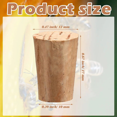 Carpenter Bee Corks 200 Count Kit For Small Holes In Furniture with size dimensions for soft wood plug, 10x12x17 mm.