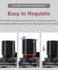 Adjustment instructions for All In One 1/4 NPT Air Filter Regulator Piggyback Combo With Gauge, Poly Bowl, Metal Guard, Semi Auto Drain.