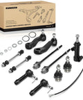 11 Piece Suspension Kit With Sway Bar Link Lower Ball Joint And Idler Arm For Chevy Silverado 1500 1999 2006 4WD And GMC Sierra 1500 1999 2006 4WD Plus Sierra 1500 Classic 2007 4WD Heavy Duty Truck Ready, boxed parts laid out