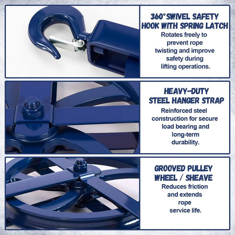 Heavy Duty Two Pack Scaffold Hoist Pulleys With Smooth Glide 12 Inch Solid Cast Iron Gin Wheels Rated 1000 Lbs Built Like A Tank For Brutal Jobsite Rigging And Everyday Heavy Lifting