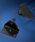 Rock Solid Heavy Duty 28 Inch Gas Strut With Mounting Bracket For Truck Bed Tonneau Cover RV Murphy Bed Snowmobile Trailer DIY Lift Support No Sweat Install 200 Lb Force, black mounting bracket dimensions shown.